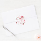 Roze Bow Berry Eerste Aardbei Verjaardag Sticker (Envelop)