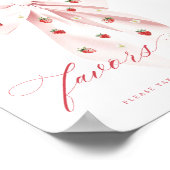 Roze Bow Berry Sweet Baby shower Favorieten Tafelt Poster (Hoek)