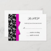 Roze Bow Black en White Wedding Flower RSVP (Voorkant / Achterkant)