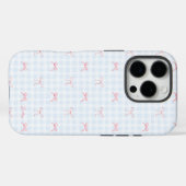 Roze Bow Blauw Gingham Gepersonaliseerde naam Case-Mate iPhone Case (Achterkant (horizontaal))