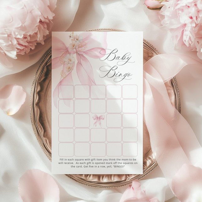 Roze Bow Bloemen Baby Bingo Baby shower Spel (Creator heeft geüpload)