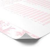 Roze Bow Bloemen Baby Meisje Naam Race Douche Spel Poster (Hoek)