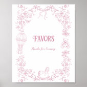 Roze Bow Bloemen Baby shower Favors Poster (Voorkant)