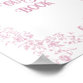 Roze Bow Bloemen Baby shower Gastboek Poster (Hoek)
