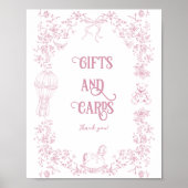 Roze Bow  Bloemen Baby shower Gift Poster (Voorkant)