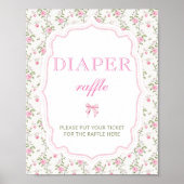 Roze Bow  Bloemen Baby shower Luier Raffle Poster (Voorkant)