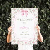 Roze Bow  Bloemen Baby shower Welkom Poster
