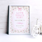 Roze Bow  Bloemen Baby shower Welkom Poster