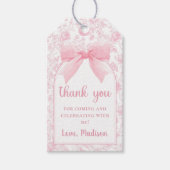 Roze Bow Bloemen Chinoiserie 1e Verjaardag Gift La Cadeaulabel (Voorkant)