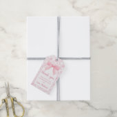 Roze Bow Bloemen Chinoiserie 1e Verjaardag Gift La Cadeaulabel (Met Touw)