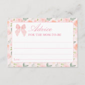 Roze Bow Bloemen Coquette Baby shower Advies Kaart (Voorkant)
