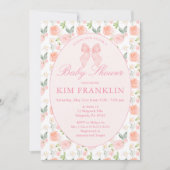 Roze Bow Bloemen Coquette Gingham Meisje Baby show Kaart (Voorkant)