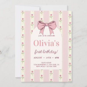  Roze Bow Bloemen Meisje Verjaardag Kaart