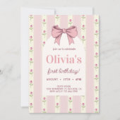 Roze Bow Bloemen Meisje Verjaardag Kaart (Voorkant)