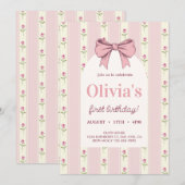  Roze Bow Bloemen Meisje Verjaardag Kaart (Voorkant / Achterkant)