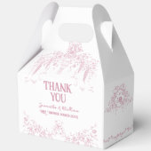 Roze Bow Bloemen Oh Meisje Toile Baby shower Bedankdoosjes (Voorkant)