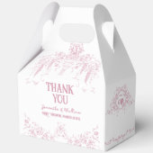 Roze Bow Bloemen Oh Meisje Toile Baby shower Bedankdoosjes (Achterkant)