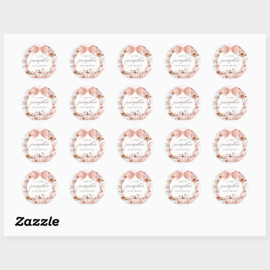 Roze Bow Bloemen Pompoen Baby shower Sticker (Vel)