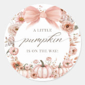 Roze Bow Bloemen Pompoen Baby shower Sticker (Voorkant)