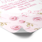 Roze Bow Bloemen Roos  Baby shower Fopspeen Poster (Hoek)