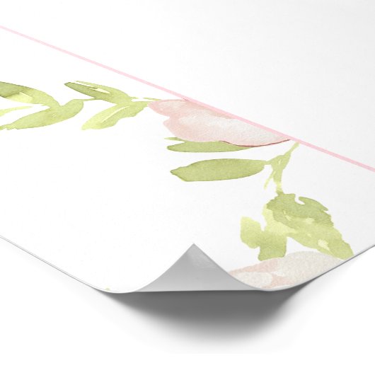 Roze Bow Bloemen Rozen Baby Meisje Douche Welkom Poster (Hoek)