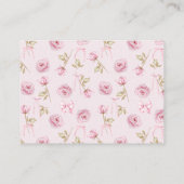 Roze Bow Bloemen Rozen  Baby shower Boeken Informatiekaartje (Achterkant)