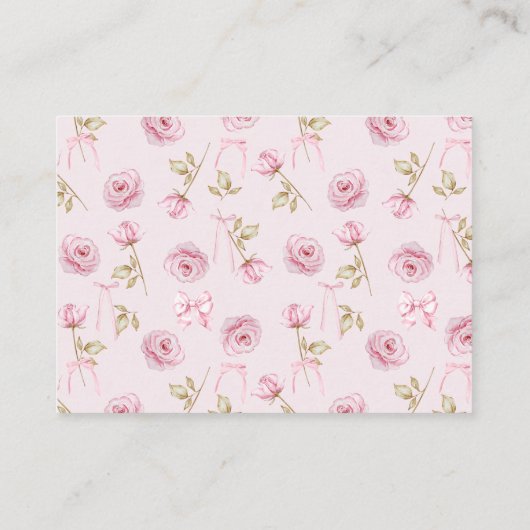 Roze Bow Bloemen Rozen  Baby shower Boeken Informatiekaartje (Achterkant)