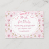 Roze Bow Bloemen Rozen  Baby shower Boeken Informatiekaartje (Voorkant)