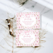 Roze Bow Bloemen Rozen  Baby shower Boeken Informatiekaartje