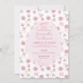 Roze Bow Bloemen Rozen  Baby shower Kaart (Voorkant)