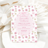 Roze Bow Bloemen Rozen  Baby shower Kaart