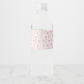 Roze Bow Bloemen Rozen  Baby shower Luier Waterfles Etiket (Achterkant)