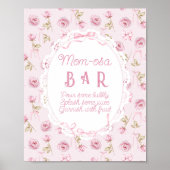 Roze Bow Bloemen Rozen  Baby shower Mom Bar Poster (Voorkant)