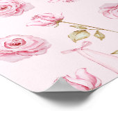 Roze Bow Bloemen Rozen  Baby shower Poster (Hoek)
