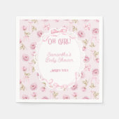 Roze Bow Bloemen Rozen  Baby shower Servet (Voorkant)