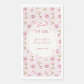 Roze Bow Bloemen Rozen  Baby shower Servet (Voorkant)