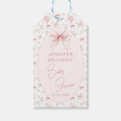 Roze Bow Bloemen Sweet Baby Meisje Douche Dank u Cadeaulabel (Voorkant)