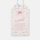 Roze Bow Bloemen Sweet Baby Meisje Douche Dank u Cadeaulabel (Achterkant)