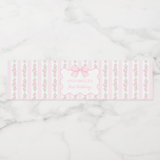  Roze Bow Bloemen Water Label Waterfles Etiket (Enkel label)