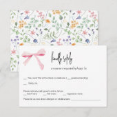 Roze Bow bloemenbruiloft RSVP-Kaart Kaart (Voorkant / Achterkant)