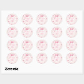 Roze Bow bloemige kleine miss Onederful 1e verjaar Ronde Sticker (Vel)