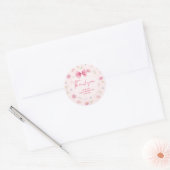 Roze Bow bloemige kleine miss Onederful 1e verjaar Ronde Sticker (Envelop)