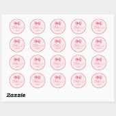 Roze Bow bloemige kleine miss Onederful 1e verjaar Ronde Sticker (Vel)