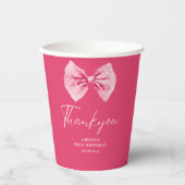 Roze Bow bloemige kleine miss Onederful verjaardag Papieren Bekers (Voorkant)