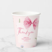 Roze Bow bloemige kleine miss Onederful verjaardag Papieren Bekers (Achterkant)