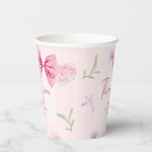 Roze Bow bloemige kleine miss Onederful verjaardag Papieren Bekers (Rechts)