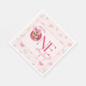 Roze Bow bloemige kleine miss Onederful verjaardag Servet (Hoek)