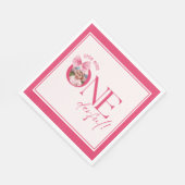 Roze Bow bloemige kleine miss Onederful verjaardag Servet (Hoek)