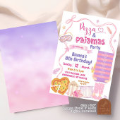 Roze Bow Blonde Meisje Pizza en Pyjama Verjaardag Kaart