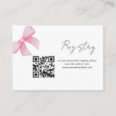 Roze Bow Blush lint register Vrijgezellenfeest Informatiekaartje (Voorkant)